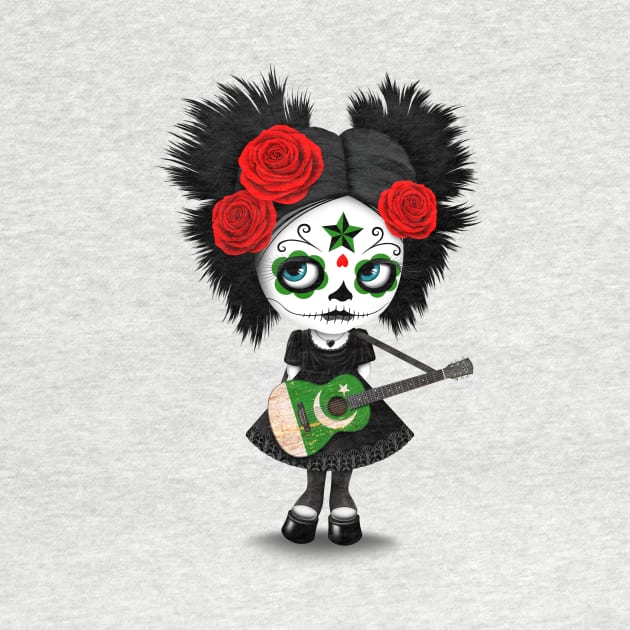 Sugar Skull Girl Playing Pakistani Flag Guitar by jeffbartels